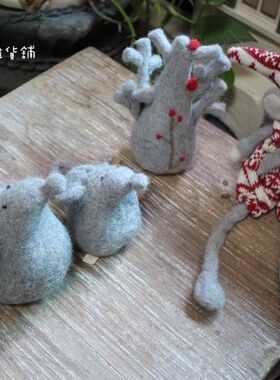 美式乡村风手工毛毡老鼠家居装饰