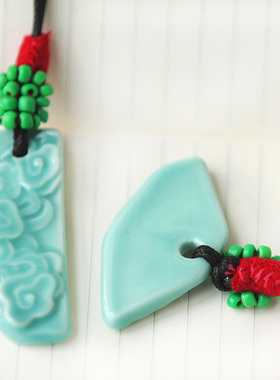 陶瓷饰品祥云民族风毛衣链吊坠