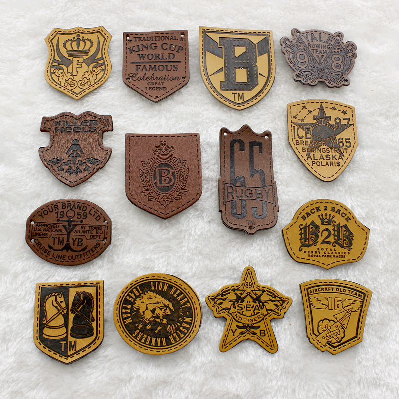 时尚皮布贴补丁贴衣服裤子装饰贴花 手缝DIY装饰补贴 棕色皮贴补