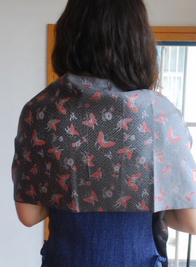 送礼南京云锦研究所专柜正品吉祥云锦暗灰色蝴蝶云锦精品披肩现货