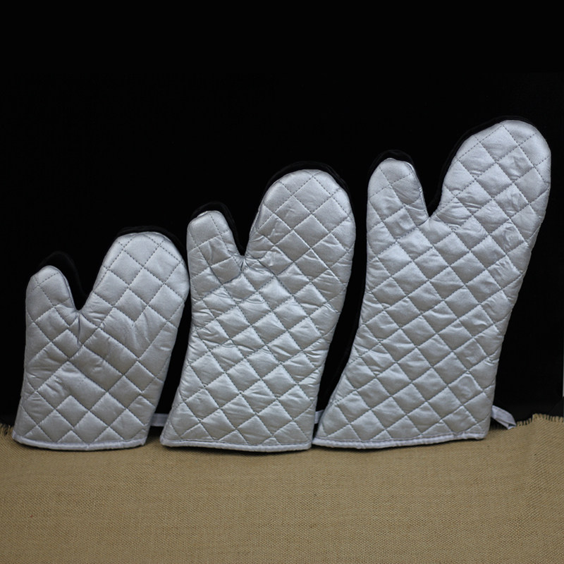 厚实长银隔热手套 烤箱用微波炉手套 棉布加厚耐高温防烫手套2只