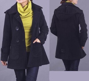 2026 客衣都加肥加大码女装 带帽呢绒中长款 秋冬双排扣外套  C36