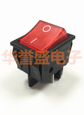 台湾HONGJU 进口翘板 船型开关 R-210-C5L 4脚2档红色带灯 银触点