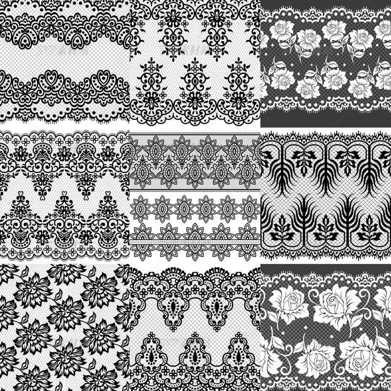 20个蕾丝花纹图案纹样矢量图设计素材 eps格式