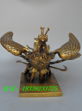 纯铜凤凰招财工艺品黄铜吉祥鸟