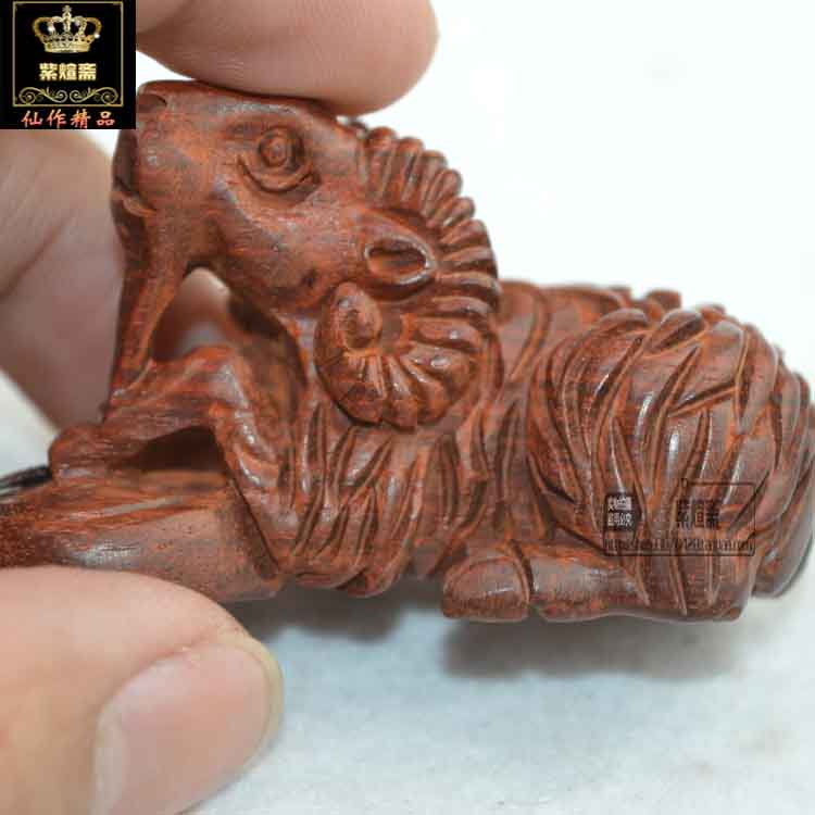 紫煊斋小叶紫檀三羊开泰吊坠挂件手把件