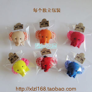 皇冠店泰国进口纯手工彩色布艺小象钥匙圈钥匙扣挂件包包吊饰每个