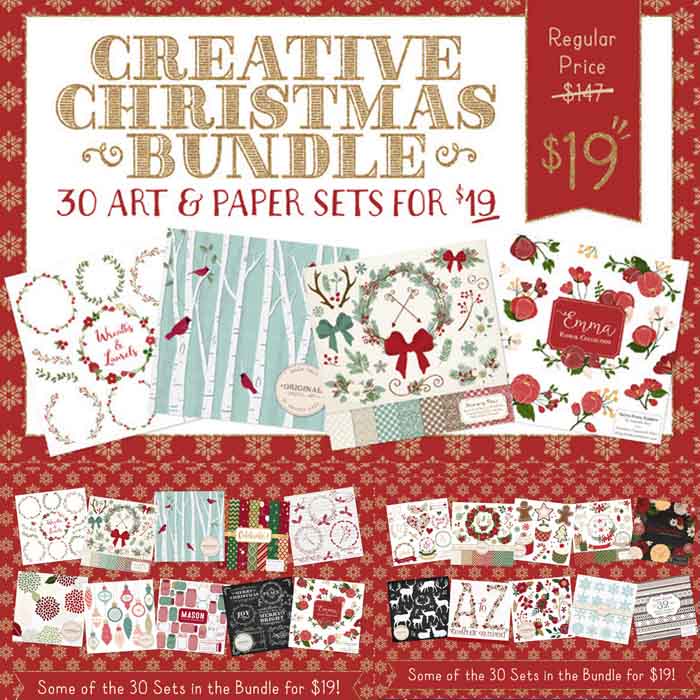 [299]圣诞大礼包几何纹理花环雪花麋鹿花纹字母 AI矢量设计素材