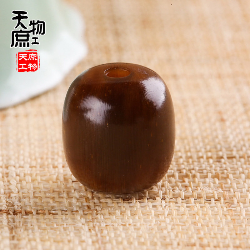 天然水牛角桶珠复古做旧两通暗红佛珠手串配饰diy饰品手链配饰