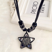 Good new Korean fashion black full rhinestone star necklace Korea clavicle chain accessories female collar bone short chain