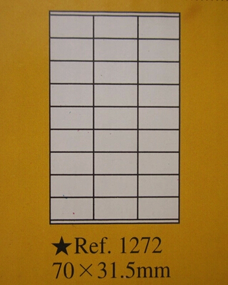 泰昌标签贴1272 A4不干胶电脑打印标签纸70*31.5mm 27格*100张