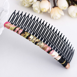 韩国发饰头饰日韩发插盘发发卡子布艺带齿简约发梳插梳刘海梳