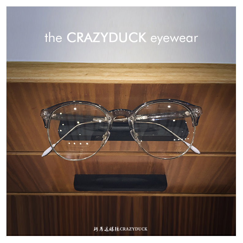 复古文艺遮脸日系原宿风潮流金属半框透明大圆框平光眼镜框架近视