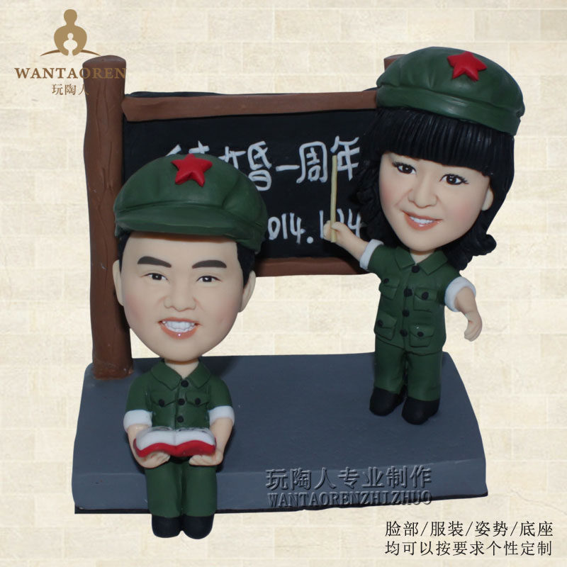 可爱红军造型- diy人像蜡像 真人玩偶泥人泥塑 软陶人偶公仔定制