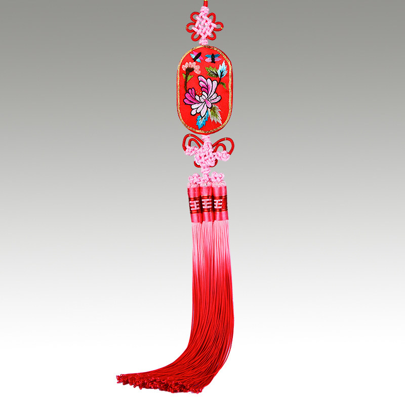 车饰挂件创意平安车内挂饰纯手工刺绣中国民精品挂件月朵