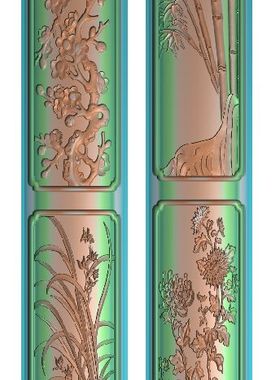 灰度图 浮雕 精雕图artcam玉雕图电脑雕刻图挂件 梅兰竹菊镇纸