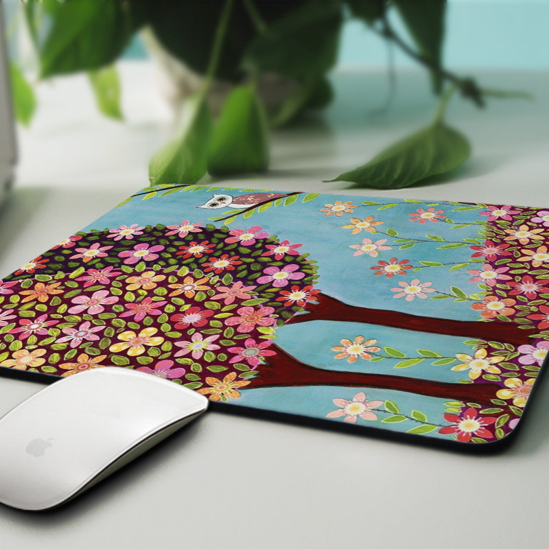 定制游戏鼠标垫加厚办公桌垫万物生防滑耐磨卡通可爱文艺图案腕垫