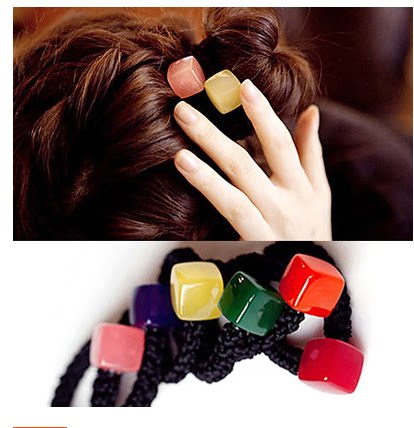 韩国进口头饰纯色小方块发圈