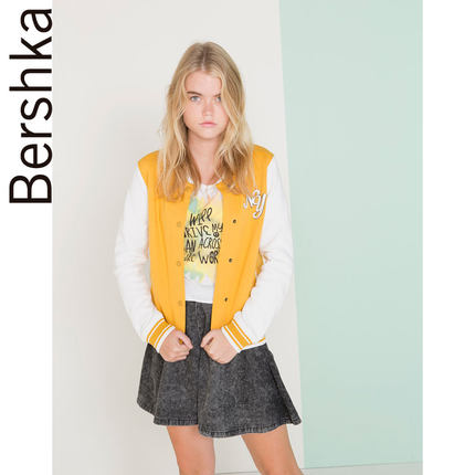 Bershka2014 女士外套 BSK 棒球标语夹克 64