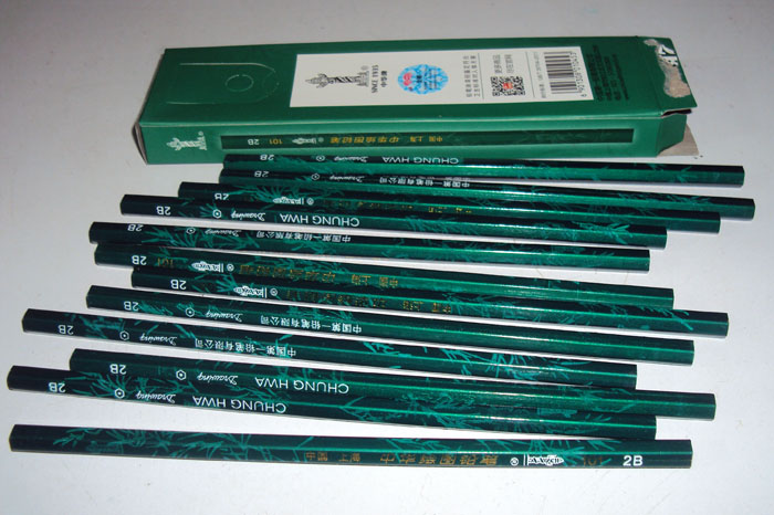 中华牌12支绘图书写铅笔2BHB防伪