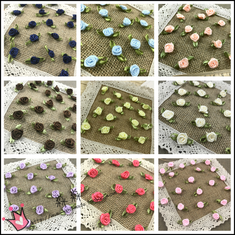 新出口辅料 头饰装饰缎带花朵服装辅料 彩色小玫瑰花装饰 20枚入