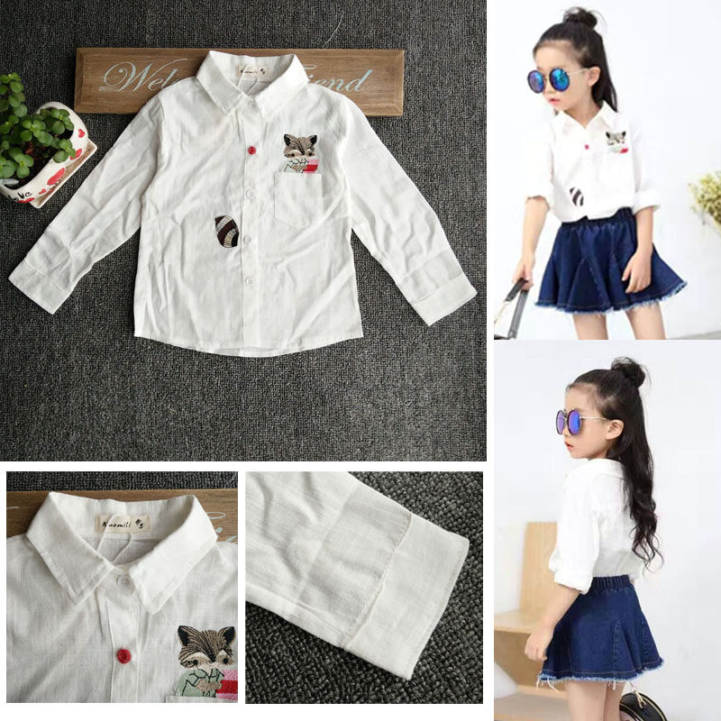 Chemise fille à manche longue en lin - Ref 2085991 Image 1