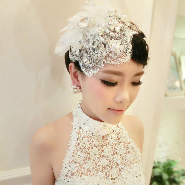 欧式新娘头饰手工流苏蕾丝结婚配饰婚纱发饰头花影楼拍照演出饰品
