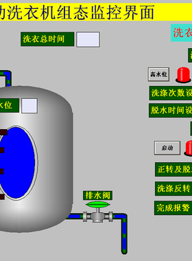全自动洗衣机mcgs62通用版仿真动画演示程序代做写开发自动化项目