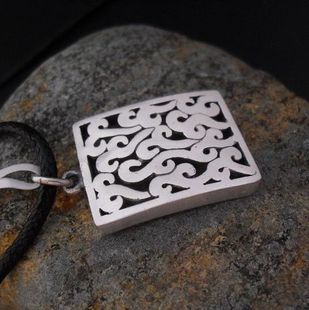 泰银99足银手工正品 平安纹复活草如意好运男女项吊坠3.35cm