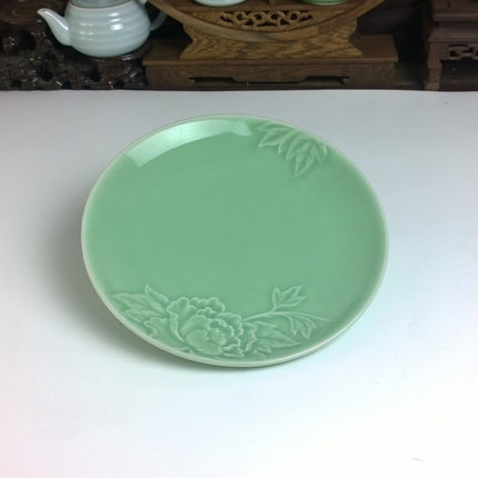 龙泉青瓷 盘子中式餐具 酒店用品骨碟陶瓷平盘圆盘 7寸8寸菜盘子