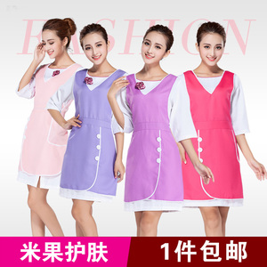 时尚韩版无袖围裙工作服美容师美甲店母婴超市餐厅酒店服务员围裙