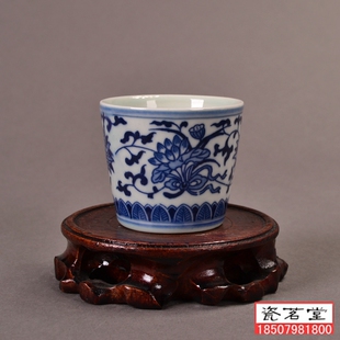 景德镇仿古青花瓷釉下彩陶瓷茶杯子 小酒杯 品茗杯 小水杯 白酒杯