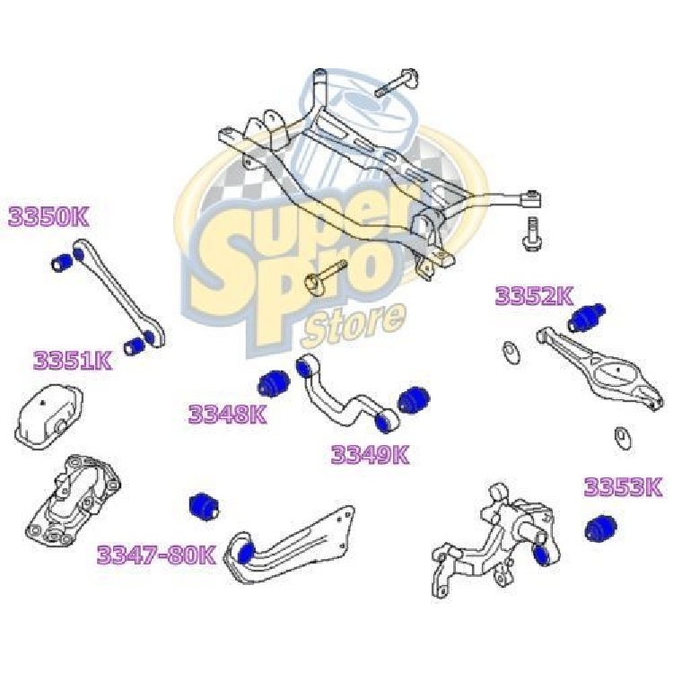 superpro衬套适配大众高尔夫R20途观CC迈腾R32 R36后衬套组合