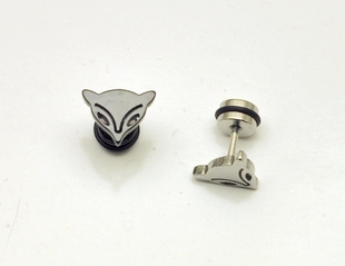 时尚 潮款 男式 不锈钢耳钉耳环 狐狸头钛钢耳钉 2017 不掉色不变色