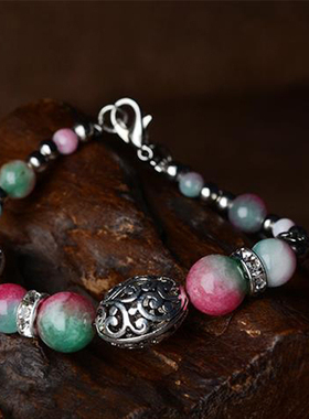 甜美风苗银复古配饰招桃花手链