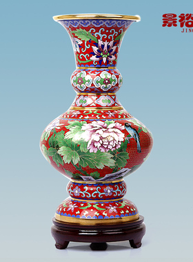 景泰蓝花瓶牡丹书房商务工艺品