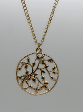 欧美饰品金色叶子项链