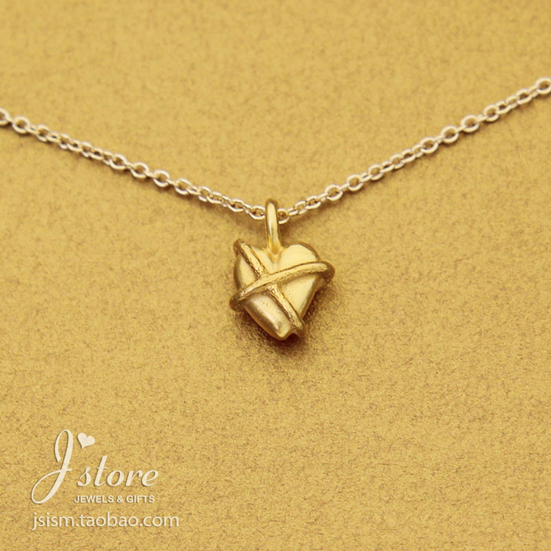 被爱包裹缠绕的心银镀金锁骨链