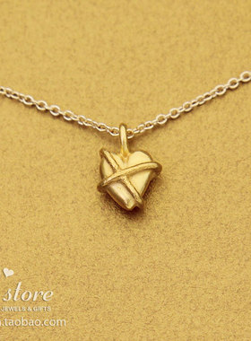 被爱包裹缠绕的心银镀金锁骨链