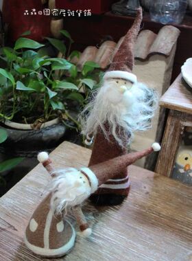 手工毛毡圣诞节小矮人家居装饰