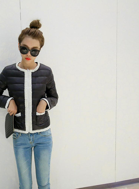 2024女羽绒服新款短款秋冬装圆领小个子修身小香风潮ins外套棉服