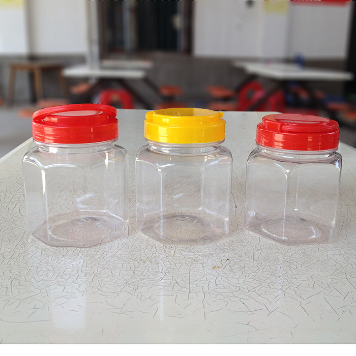 500ml六角八角瓶PET广口蜂蜜六棱 酱菜食品包装塑料辣椒酱瓶