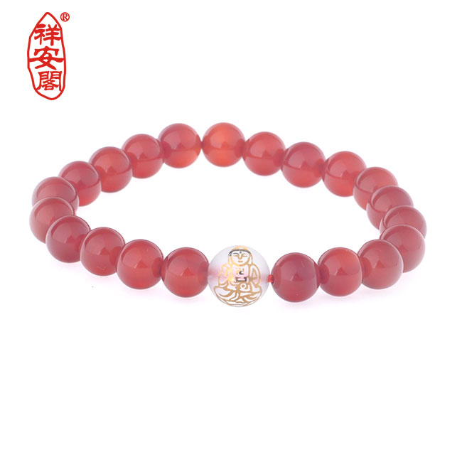 祥安阁属狗、属猪本命守护佛手链『红玛瑙阿弥陀佛手链』男女款