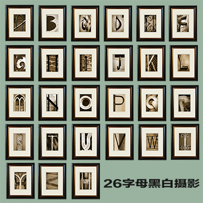 26黑白英文字母欧美原版进口装饰画