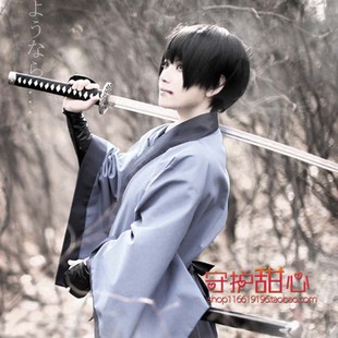 包邮浪客剑心濑田宗次郎APH日本本田菊黑色美少年短发cosplay假发