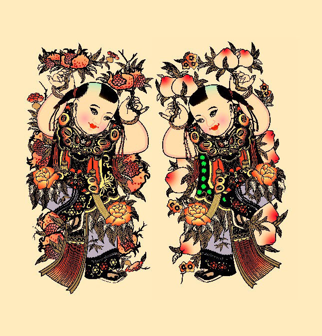 711海报印制展板写真喷绘贴纸807童子女祝寿图