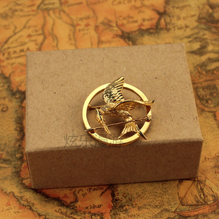 精品925银质镀金 饥饿游戏嘲笑鸟 学舌鸟 胸针徽章Mockingjaypin