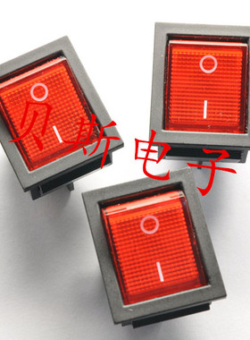 双刀船型开关KCD4-202红色4脚2档带灯 KCD2翘板开关16A/250V