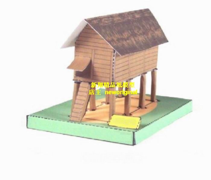 【新翔纸模型】古代穴居原始人部落草房农村粮仓民居建筑场景模型
