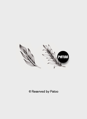 【PATOO怕痛】原创防水纹身贴 羽毛叶Feather Leave 黑白创意精致